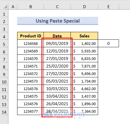Convert Text to Date result using paste special in Excel