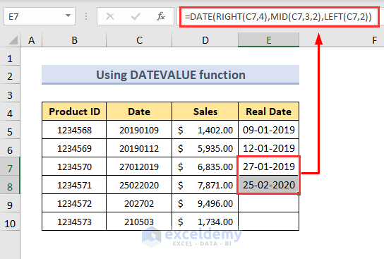 using date left mid right functions
