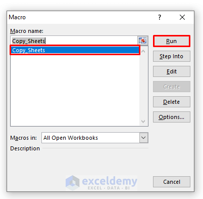 Running Macro to Copy Multiple Sheets to New Workbook through VBA