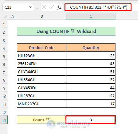 COUNTIF “?” Wildcard in Excel