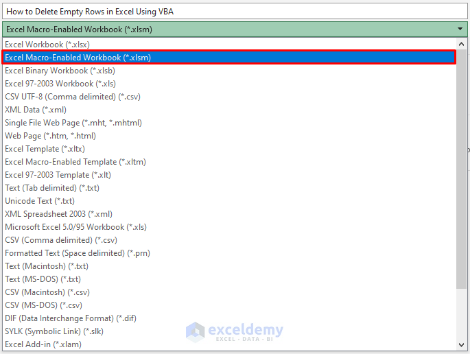 Saving Excel Macro-Enabled Workbook in Excel