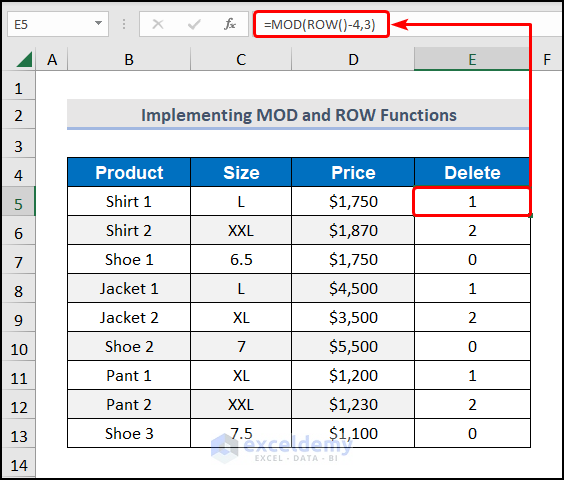 Implementing MOD and ROW Functions
