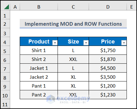 delete every nth row in excel with MOD and ROW Functions
