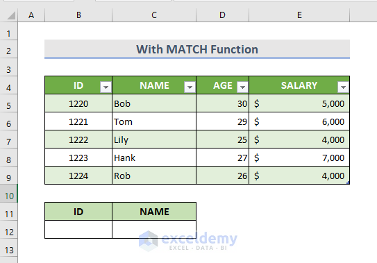 Dynamic VLOOKUP with MATCH Function in Excel