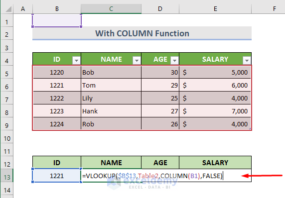 VLOOKUP with Dynamic Column Reference