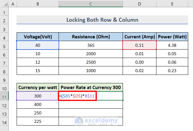 Lock Both Row & Column to Insert Mixed Cell Reference