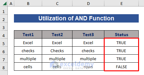Final output to check if multiple cells are equal