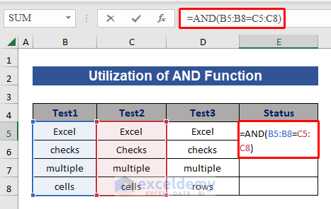 Formula of AND Function to check for Ranges