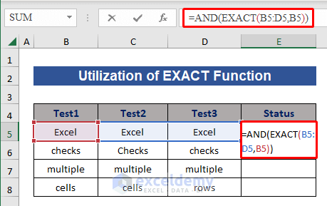Formula of EXACT function