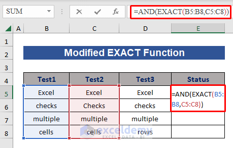 Formula of EXACT to Check One Range with Another