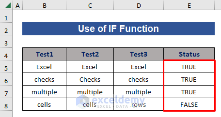 excel check if Multiple cells are equal