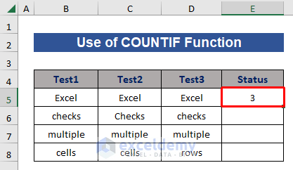 Output with COUNTIF formula