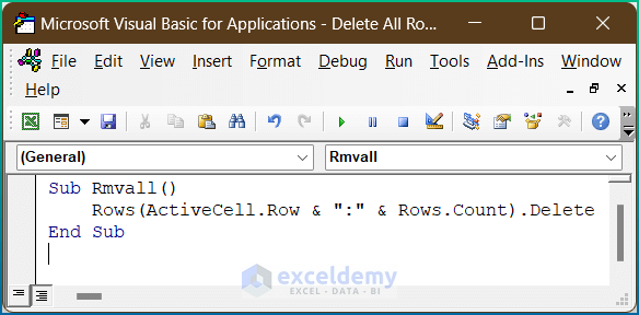 Deleting All Rows below the Last Active Row with a VBA Code