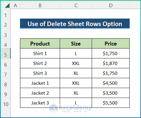 Delete Sheet Rows Option Final Output