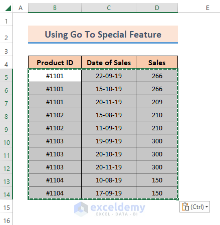 Excel Fill Blank Cells with Value Above