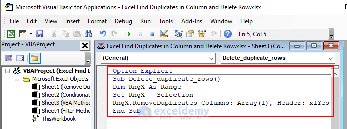 Use Excel VBA to Find Matches in Column and Delete Row