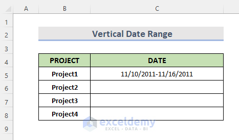 Excel Formula for Vertical Date Range