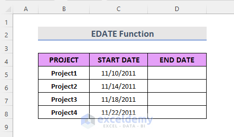 Excel Formula with EDATE Function for Date Range