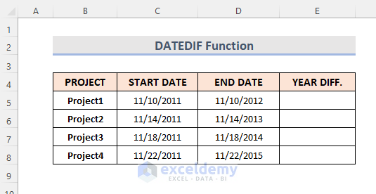 Excel DATEDIF Function to Find Difference in Date Range