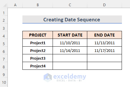Create Date Sequence Automatically with AutoFill