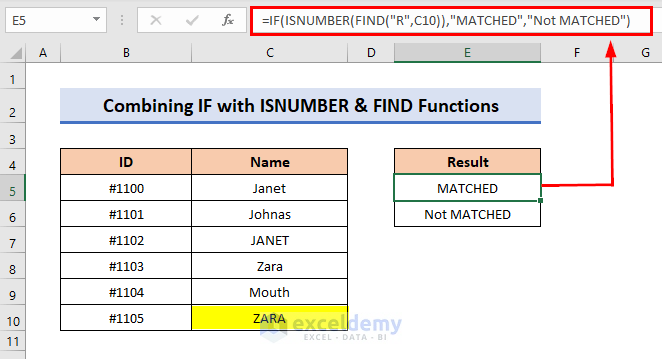 Excel Match Case Sensitive with I, ISNUMBER and FIND Functions