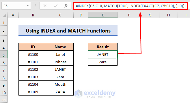 Excel Match Case Sensitive