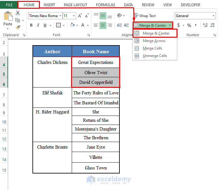 Merge & Center Tool to Merge Cells Vertically Without Losing Data in Excel