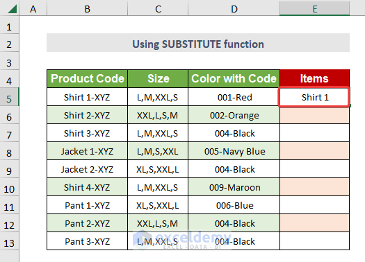 Result by substituting extra characters from a cell