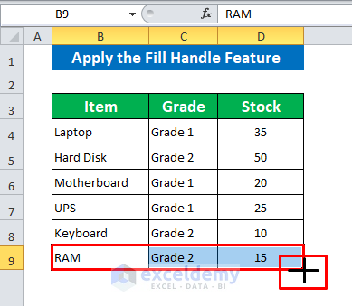 Apply the Fill Handle Feature to Repeat Rows a Specified Number of Times in Excel 