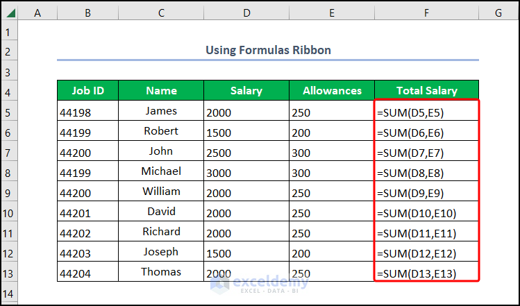 excel show formula as text in another cell using Formulas Ribbon