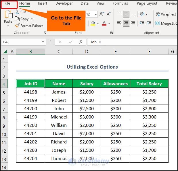 Utilizing Excel Options