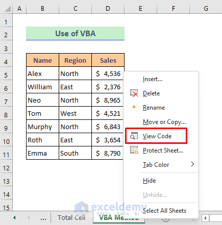 Method 6: Embed Excel VBA Codes to Count Total Cells in a Range