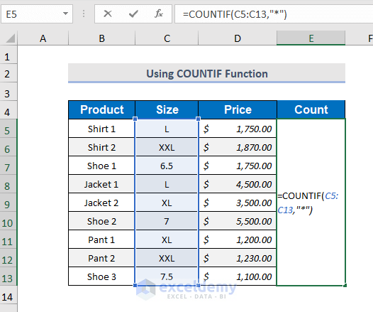COUNTIF function