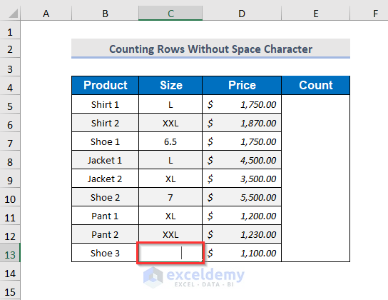 count texts excluding space