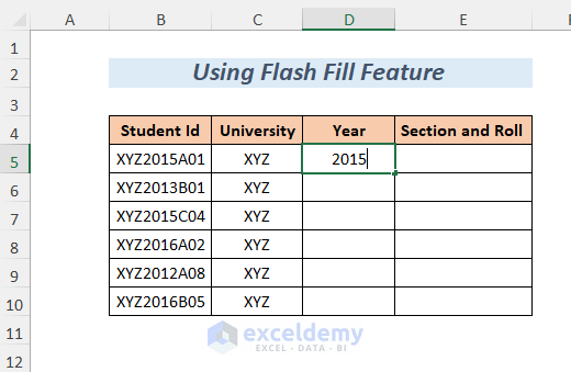flash fill feature