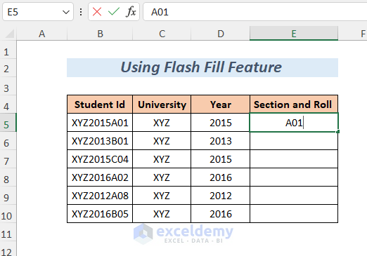 Type to Use Flash Fill