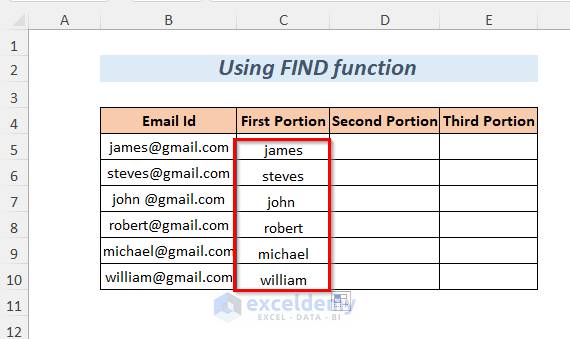 using FIND function