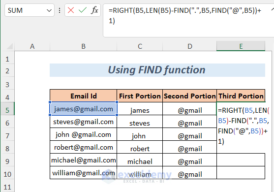 Using FIND function