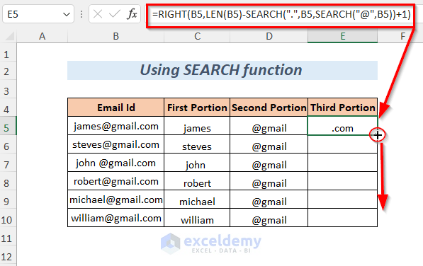 Using SEARCH function