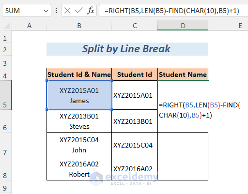 Split by line break