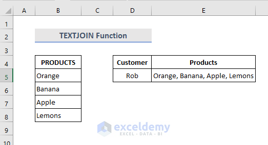 Insert TEXTJOIN Function to Combine Rows