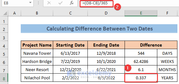 Subtract to Find Year Difference Between Two Dates
