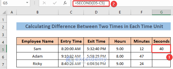 Formula to Calculate Time Difference Between Two Dates and Times in Seconds in Excel