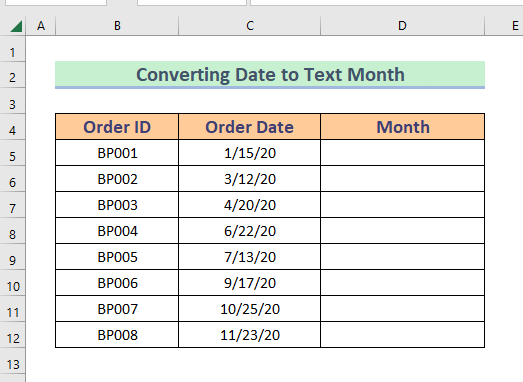 GIF to Convert Date to Text Month in Excel