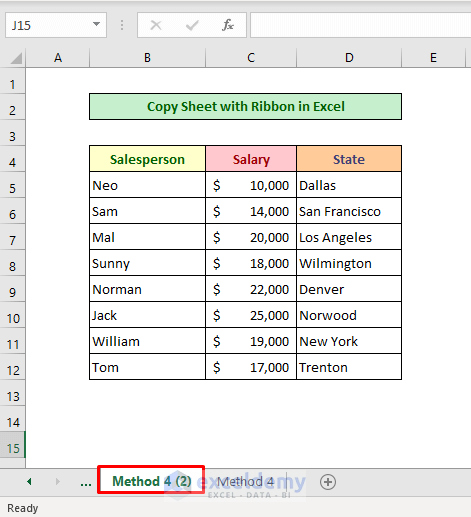 Copy Sheet with Cell Formatting Option in Excel