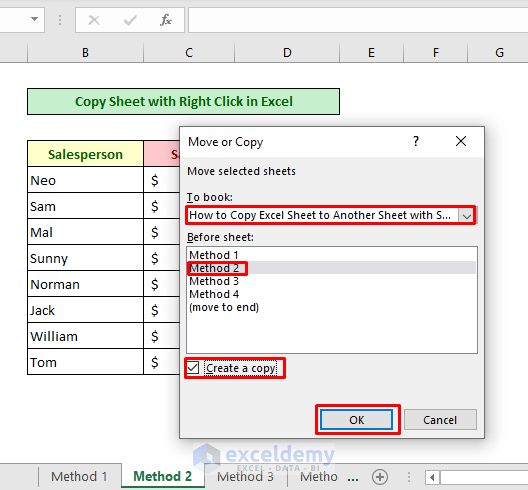 Copy Sheet with an Option from the Context Menu in Excel