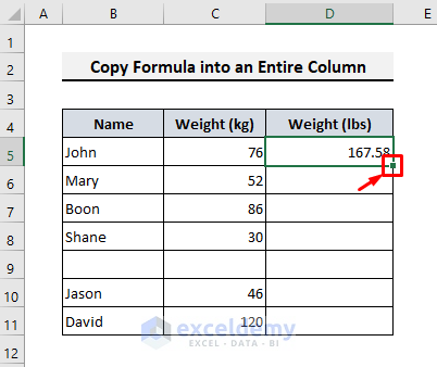 Copy Formula by Double Clicking on the Fill-handle