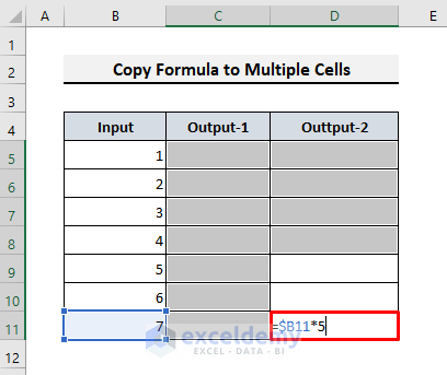 How to Copy a Formula into Multiple Cells