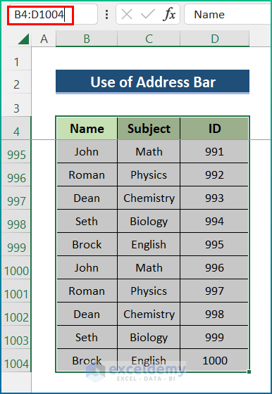 Copy and Paste Thousands of Rows from Address Bar in Excel