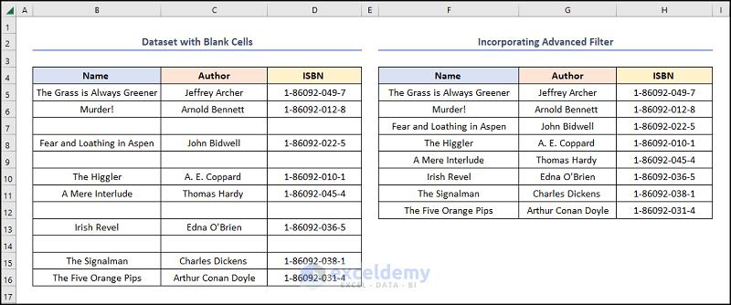 how to delete blank cells in excel and shift data up with advanced filter